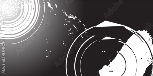 Circle Border Frame. Circle Grunge Ink Corner with Splatter Texture.