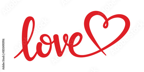 A calligraphic design featuring the word 'love' and a heart, all drawn in one continuous line on a white background.


