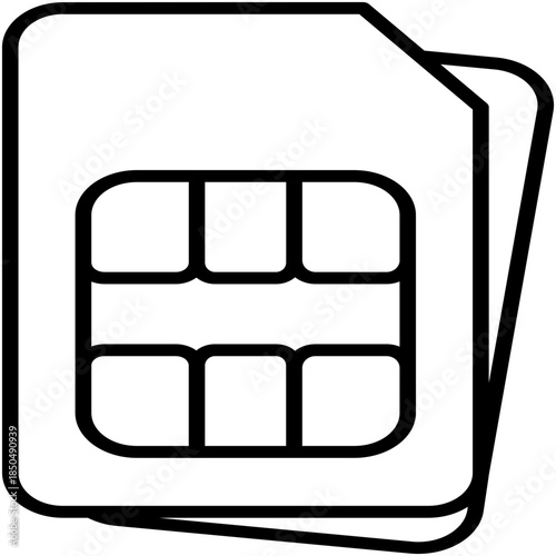 Sim Card Icon, Phone Chip Memory Symbol Vector Stock Illustration, Line Icon Style Design.