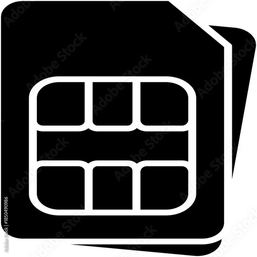 Sim Card Icon, Phone Chip Memory Symbol Vector Stock Illustration, Solid Icon Style Design.