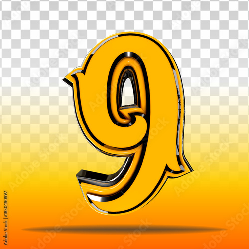 luxury light 3d isolated number 9