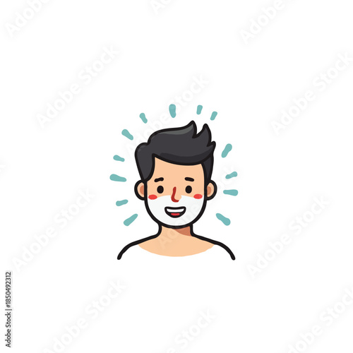 Radiant skincare routine for youthful complexion, cartoon figure promoting self care and