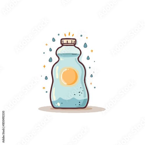 Refreshing elixir in stylized bottle illustration embodying purity hydration and healthy lifestyle