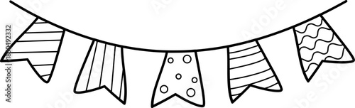 doodle illustration of string of flags
