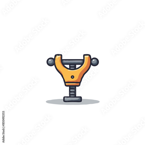 Stylized adjustable mechanical device illustration with yellow elements and intricate screw design