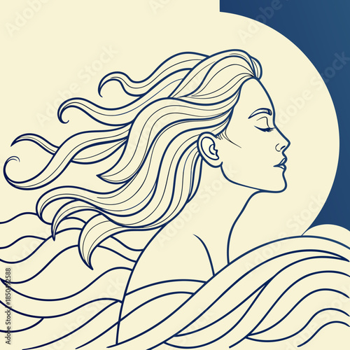 Woman with windblown hair