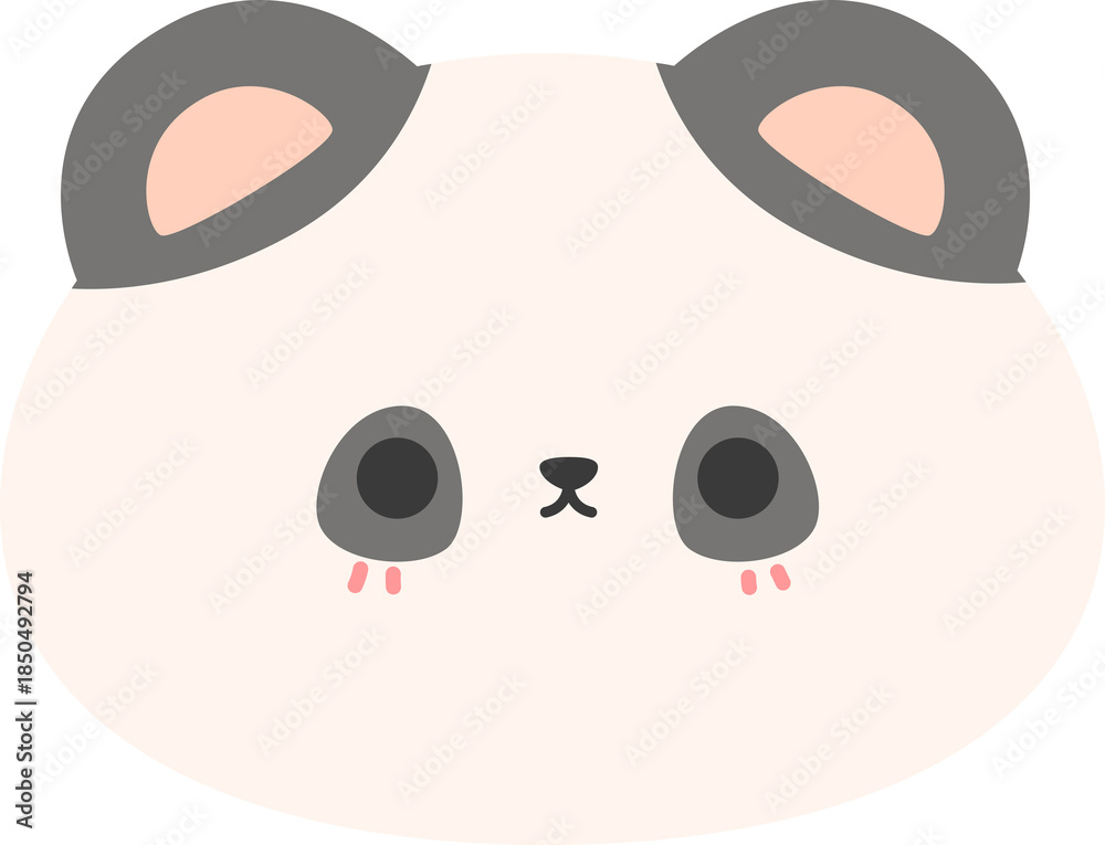Naklejka premium cute cartoon panda bear face pastel flat design