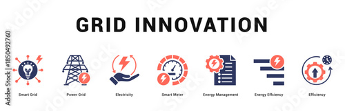 Grid Innovation Modern and clean web banner illustration featuring thematic icons for visual communication