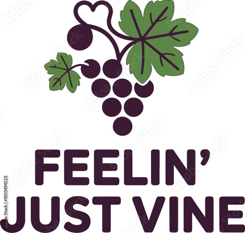 Vector illustration of grapes with leaves t-shirt design illustration