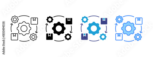 Process  icon set multiple style collection