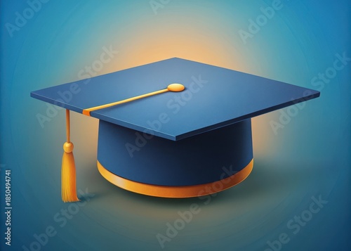 Iconic graduation hat cap flat design element for use in mobile and web applications