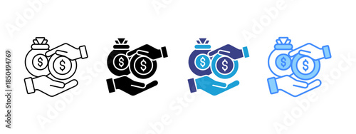 Wages   icon set multiple style collection