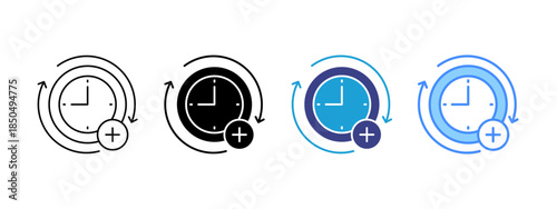 Overtime  icon set multiple style collection