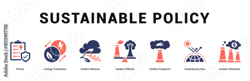 Sustainable Policy Modern and clean web banner illustration featuring thematic icons for visual communication