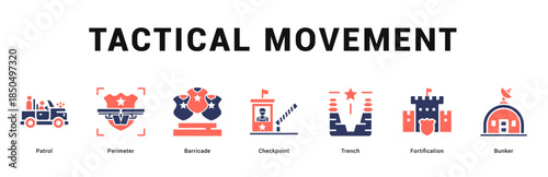 Tactical Movement Modern and clean web banner illustration featuring thematic icons for visual communication