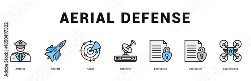 Aerial Defense Modern and clean web banner illustration featuring thematic icons for visual communication