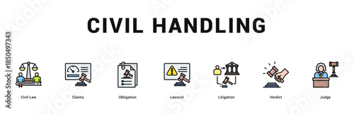 Civil Handling Modern and clean web banner illustration featuring thematic icons for visual communication