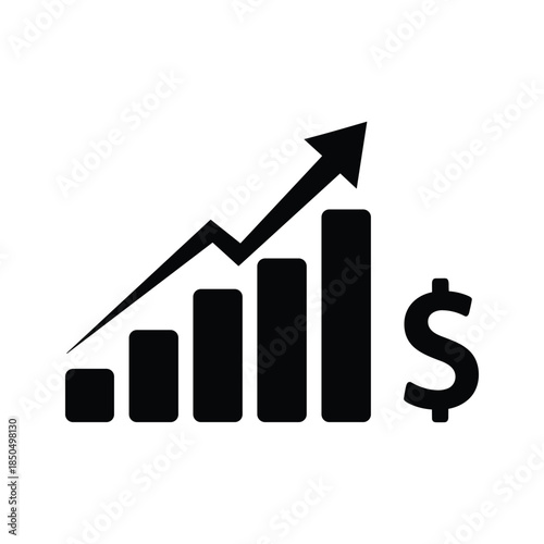 Increasing financial growth graph with dollar sign