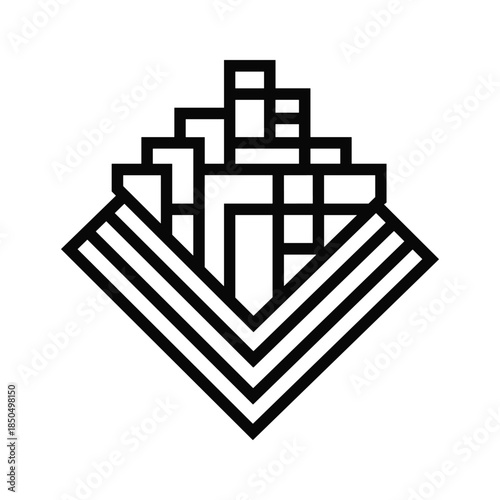 Geometric diamond shape with layers and lines