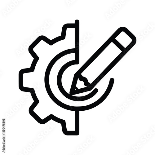 Engineering and design concept with gear and pencil