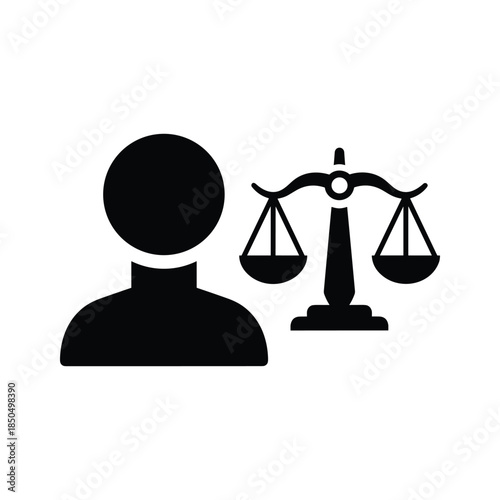 Justice and fairness represented by scales and person