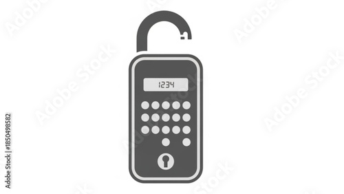 Digital padlock icon with keypad and display flat vector symbol for security and access concepts isolated on white