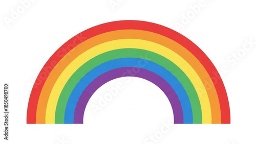 Vibrant rainbow arc with distinct color bands a classic symbol of hope and good luck isolated on a clean white background