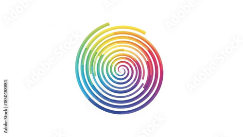 Colorful spiral vortex graphic abstract rainbow swirl design element for creative concepts isolated on white background