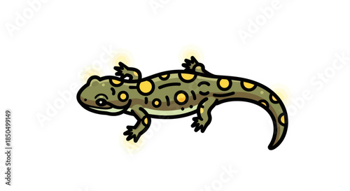 Cute spotted salamander illustration on a white background.