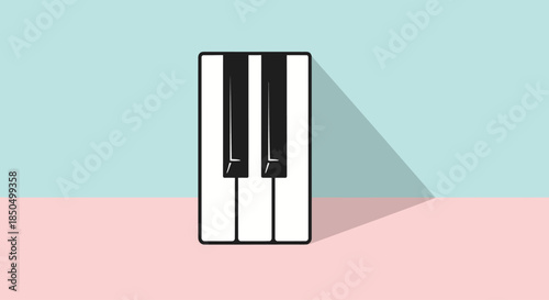 Simple flat design of piano keyboard keys on a pastel background.