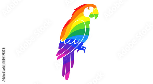 Vibrant Rainbow Parrot Illustration for LGBTQ+ Pride and Diversity