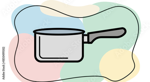 Minimalist Cooking Pot Illustration with Abstract Background