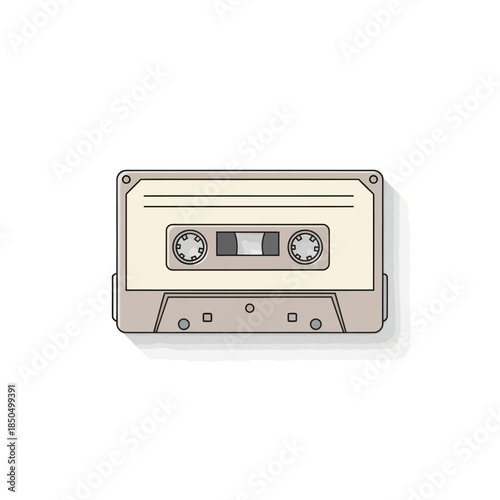 Classic audio cassette tape illustration on white background.