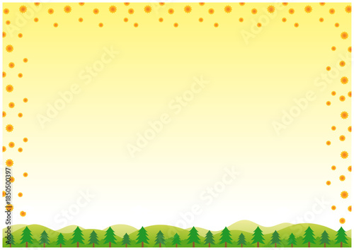 花粉症を連想させる春の森背景 淡いイエロー