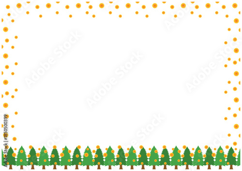 花粉が舞う春の森の背景フレーム 花粉症イメージ