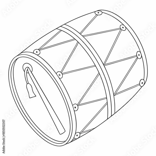 Traditional drum with ropes and beater