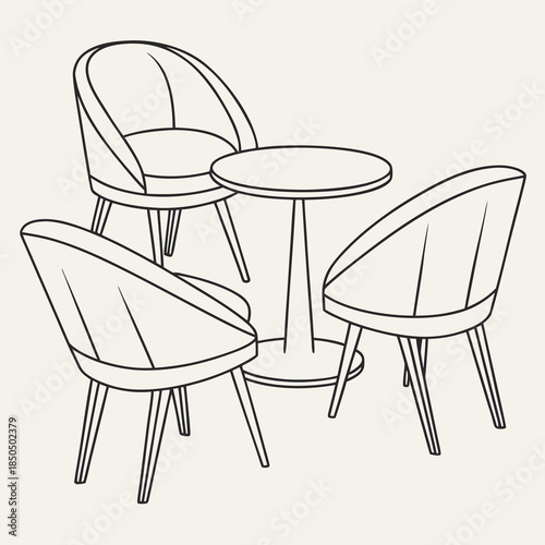 Modern cafe table and chairs set