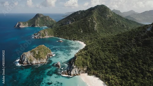 Aerial View of Islands and Beach Paradise.