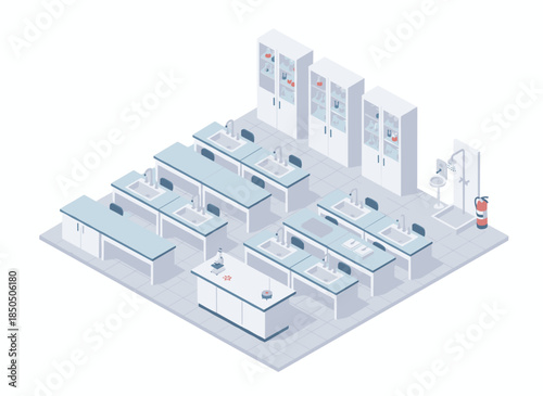 Modern laboratory with multiple workstations and equipment
