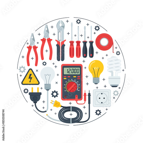 Electrician tools, vector illustration