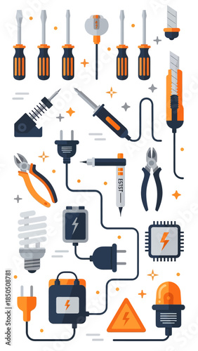 Electrician tools, vector illustration