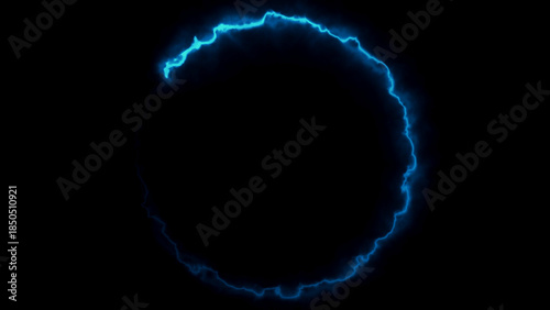 Abstract blue electric energy circle frame
