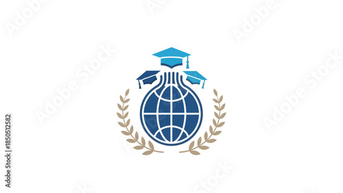 Graduation Emblem with Globe and Laurels.