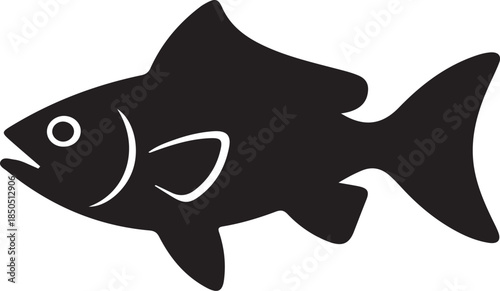 Black Silhouette of a Fish with White Eye and Smile