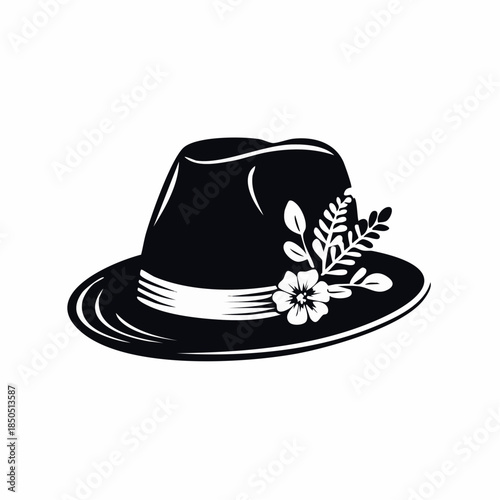 Monochrome Kentucky Derby hat icons suitable for print materials, social media graphics, editorial illustrations, and elegant sports event branding.