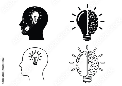 Creative mindset icon set\Solid icons vector collection - Vector icon set - Line and glyph solid icon set - Icon vector - Flat Design Icon - Blue icon set 