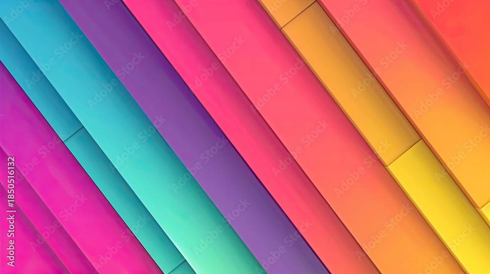 Obraz premium A vibrant, diagonal arrangement of colorful stripes in gradient hues.