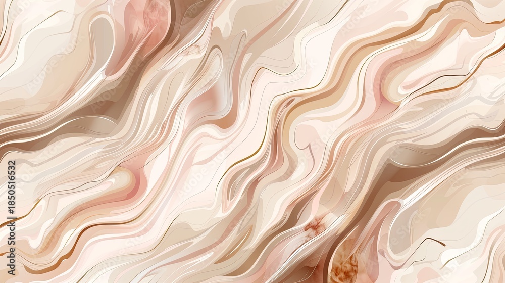 Obraz premium Abstract wavy design in soft beige and pink tones, ideal for backgrounds or digital art.
