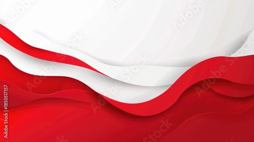Abstract design featuring flowing red and white waves, suitable for backgrounds or graphics.
