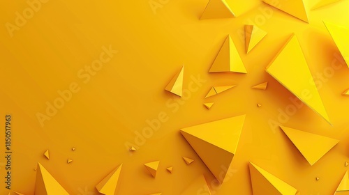 Abstract yellow background with scattered geometric shapes creating a vibrant design.
